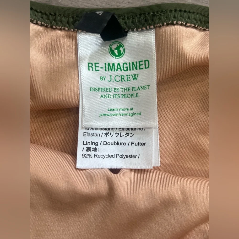 J. Crew Olive Green V-Neck Ruched One-Piece Swimsuit, Size 12 - Picture 4 of 7